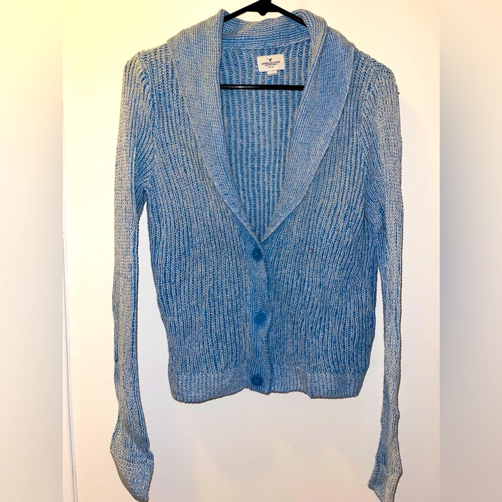 Blue American Eagle Outfitters Open Knit Sweater Cardigan, Women's Medium